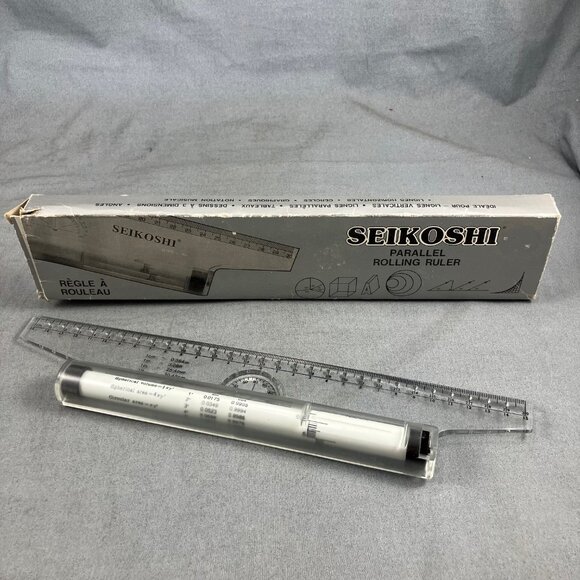 SEIKOSHI Parallel Rolling Metric Ruler 30 cm Bilingual Instructions - Picture 3 of 3